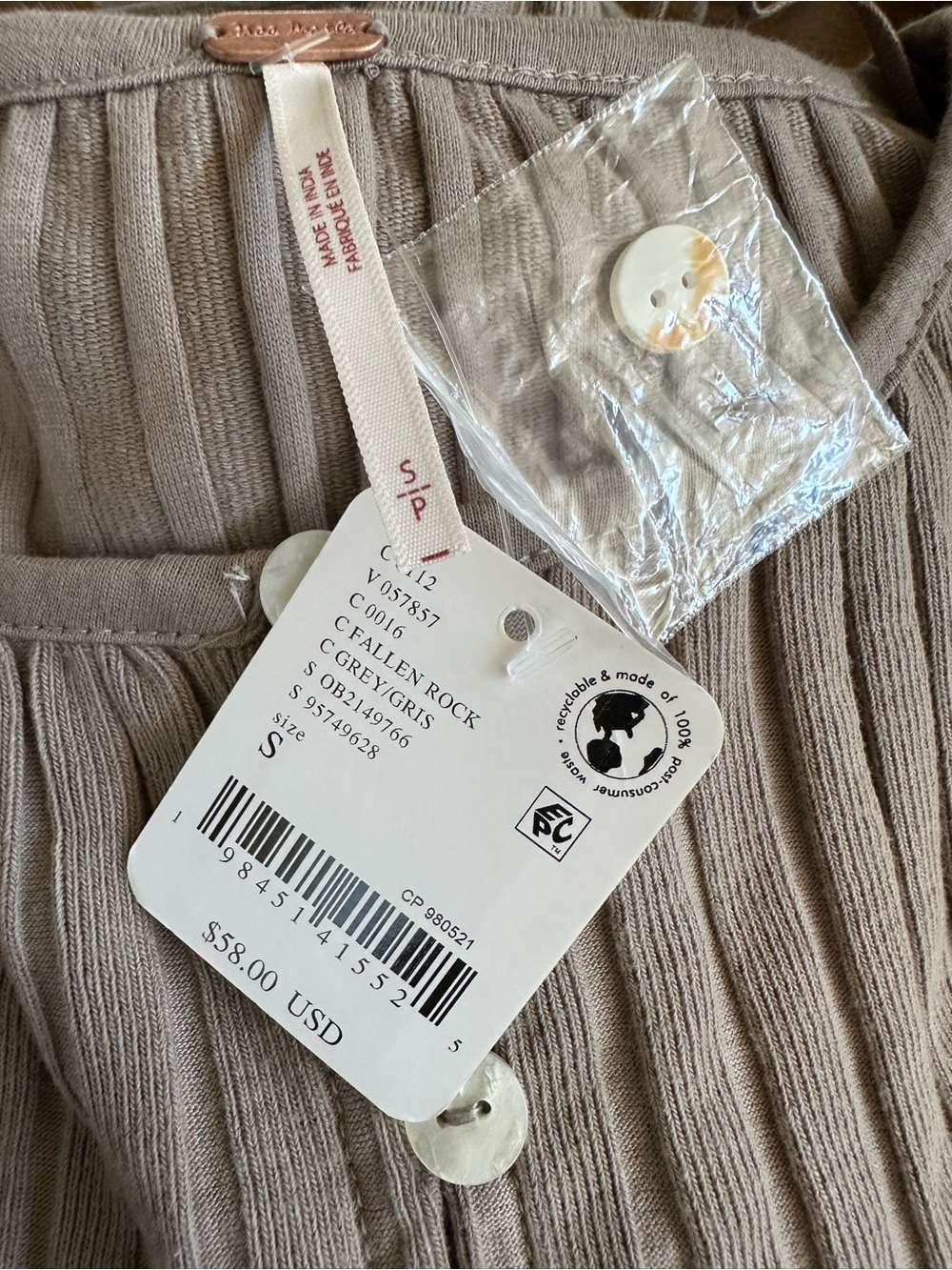 NWT FREE PEOPLE TILLY COLOR IS FALLEN ROCK SHIRT SIZE SMALL!! - Picture 6 of 6